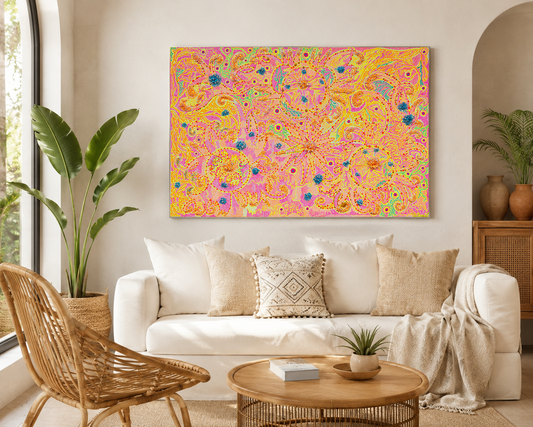 Solar Bloom - Golden Cay - Canvas Print 100x70cm
